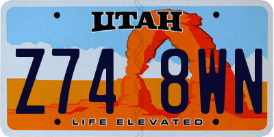 UT license plate Z748WN