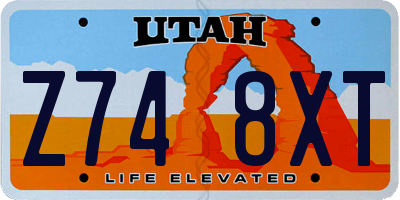 UT license plate Z748XT