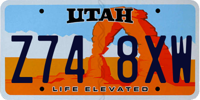 UT license plate Z748XW