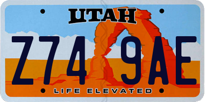 UT license plate Z749AE