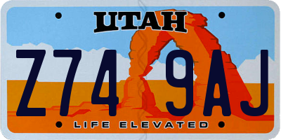 UT license plate Z749AJ