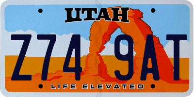 UT license plate Z749AT