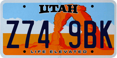 UT license plate Z749BK