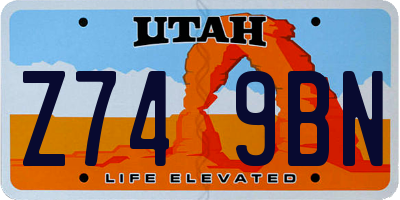 UT license plate Z749BN