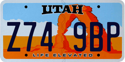 UT license plate Z749BP