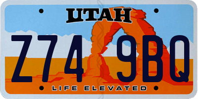 UT license plate Z749BQ