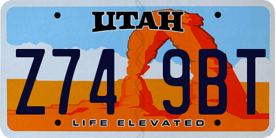UT license plate Z749BT