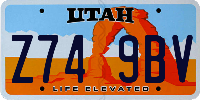 UT license plate Z749BV