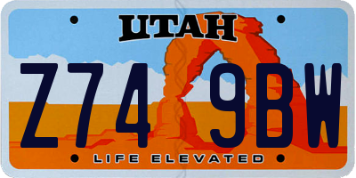 UT license plate Z749BW