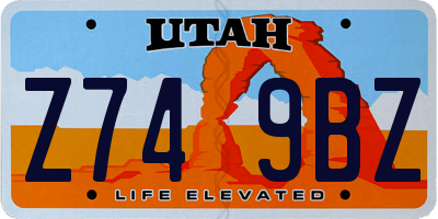 UT license plate Z749BZ