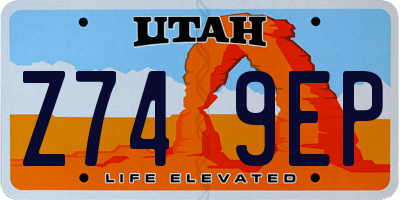 UT license plate Z749EP