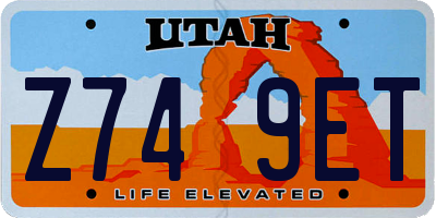 UT license plate Z749ET