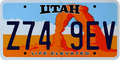 UT license plate Z749EV