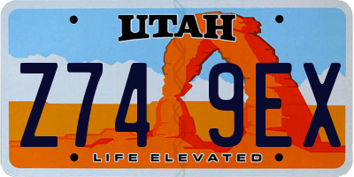 UT license plate Z749EX