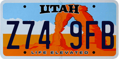 UT license plate Z749FB