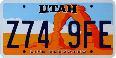 UT license plate Z749FE