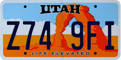 UT license plate Z749FI