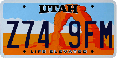 UT license plate Z749FM