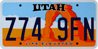 UT license plate Z749FN