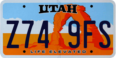 UT license plate Z749FS