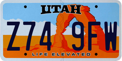UT license plate Z749FW