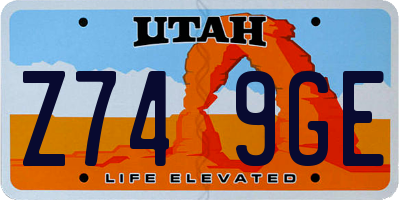 UT license plate Z749GE