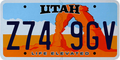 UT license plate Z749GV