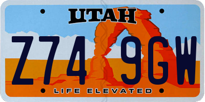 UT license plate Z749GW