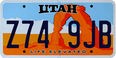 UT license plate Z749JB