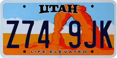 UT license plate Z749JK