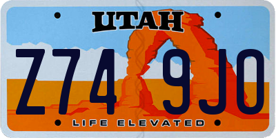 UT license plate Z749JO