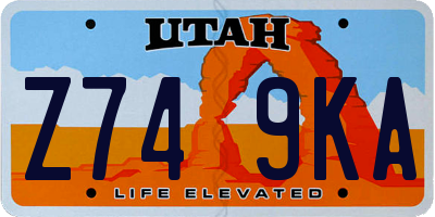 UT license plate Z749KA