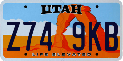 UT license plate Z749KB