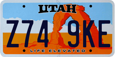 UT license plate Z749KE