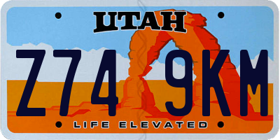 UT license plate Z749KM
