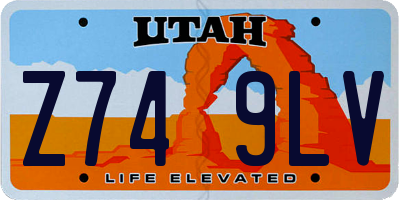 UT license plate Z749LV