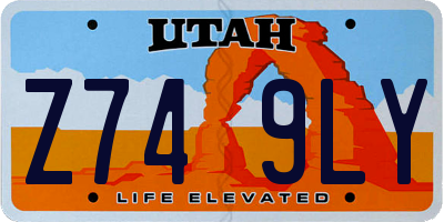UT license plate Z749LY