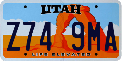UT license plate Z749MA