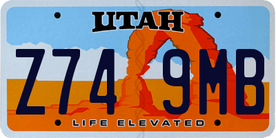 UT license plate Z749MB