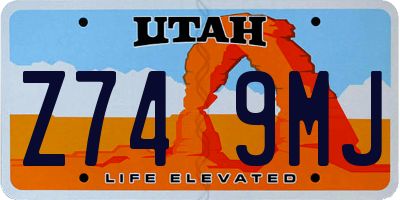 UT license plate Z749MJ
