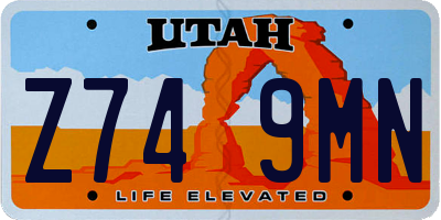 UT license plate Z749MN
