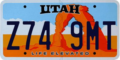 UT license plate Z749MT