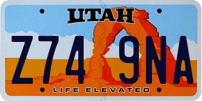 UT license plate Z749NA