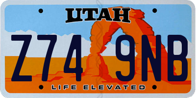 UT license plate Z749NB
