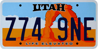 UT license plate Z749NE