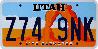 UT license plate Z749NK