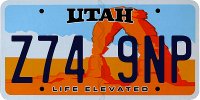 UT license plate Z749NP