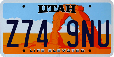 UT license plate Z749NU