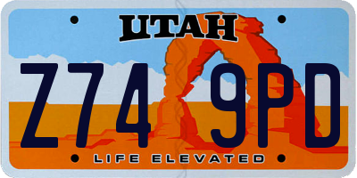 UT license plate Z749PD