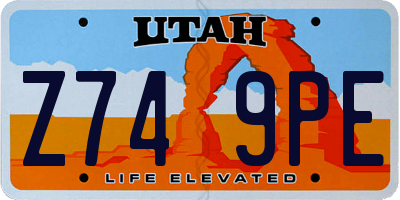 UT license plate Z749PE